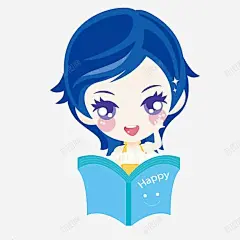 看书的卡通女孩 平面电商 创意素材