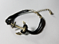 Fancy - Anchor Black Leather Bracelet