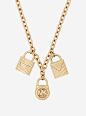 耳朵上的小装饰MICHAEL KORS Gold-Tone Padlock Charm Necklace. #michaelkors #