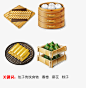 4个中国传统食物包子、春卷、麻花、粽子PNG图标_食物饮料_素材中国16素材网