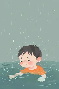 AI数字艺术夏季防溺水插画