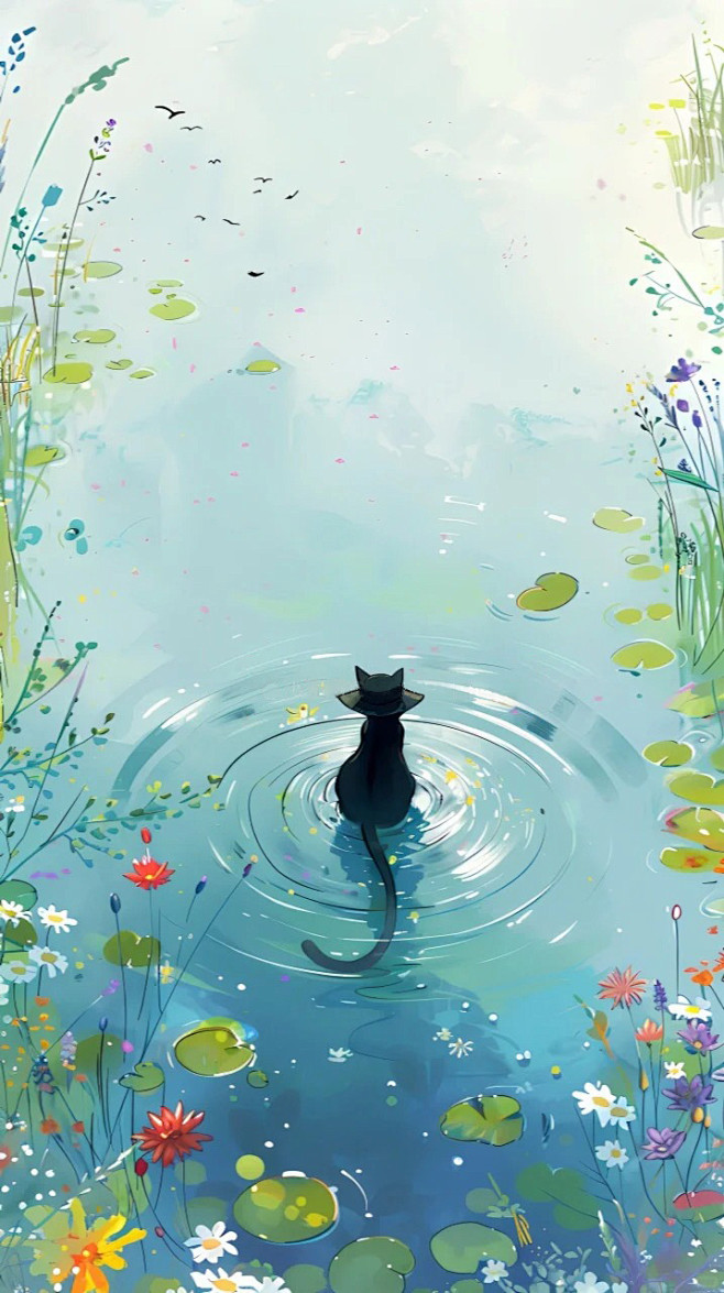 水中的猫咪～黑壁纸超好看_3_小红薯65...