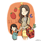 双十一商超大促购物主题卡通插画母女购物 PNG搜索 女神购物,情侣购物,少女购物,孕婴促销,宅男购物,装饰图案