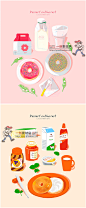55卡通手绘西式食品美食甜品蛋糕汉堡牛奶饮料插画PS设计模板素材-淘宝网