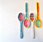 Decorative Art Spoon Colorful Serving Spoon White by chARiTyelise