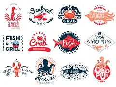 海鲜水产创意标志图案  - 源文件下载【酷图网】海鲜,水产,海产品,标志,logo,图案,图形