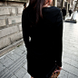 Vivian Fei原创设计 超大牌 立体剪裁 黑色斜领 针织连衣裙 新款 2013