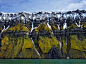 5.02 大地抽象画：斯瓦巴悬崖
「斯瓦巴群岛高耸的悬崖陡峭地落入海中，」以这张照片参加《国家地理旅行者》摄影大赛的Stuart Chape说。斯瓦巴群岛位于挪威的北极地区，「侵蚀而成的绿色悬崖、残存的白雪和青绿色的大海，交织成一副抽象的视觉印象。」