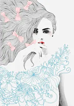 长发女人免抠素材_新图网 https://ixintu.com 唯美插画 手绘女人 长发