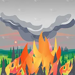 森林火灾灾害山地树木平矢