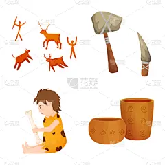 石头,标志,斧,餐具,鸟类,男穴居人,木制,设计,复古