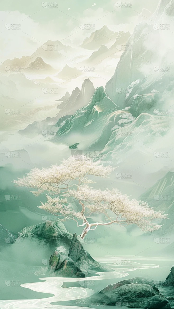 中国风通用鎏金水墨山水背景图片素材素材-花瓣网