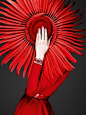 红色 时尚 帽子 长裙 手表 模特 优雅@北坤人素材