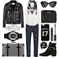 #fashion #fashionset #polyvore #polyvorecontest #celebairportstyle #black #leatherjacket #acne #tanktop #white #jcrew #jeans #skinnyjeans #denim #nonki #boots #ankleboots #chloe #leather #suitcase #globetrotter #purse #coinpurse #saintlaurent #sunglasses 