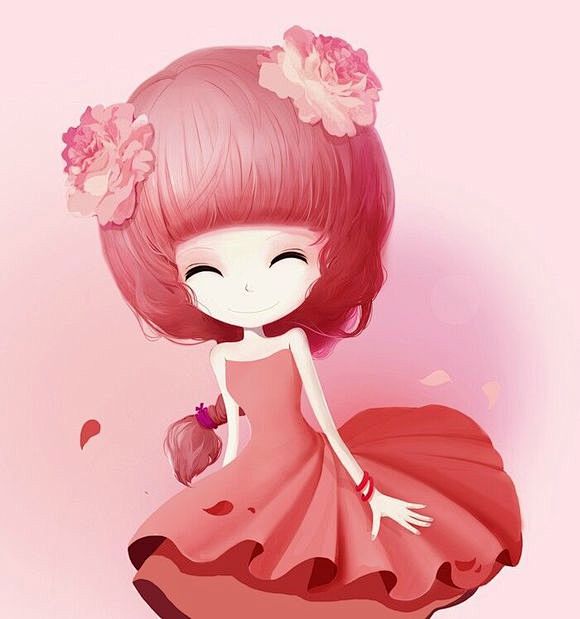 回复：花花姑娘系列插画_手绘吧