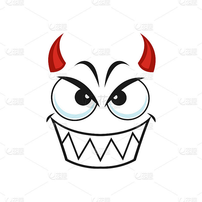 卡通恶魔脸，微笑恶魔矢量表情