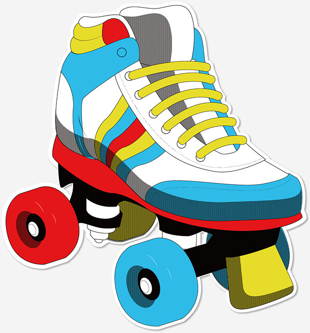 水彩轮滑鞋矢量图高清素材 创意 卡通手绘...