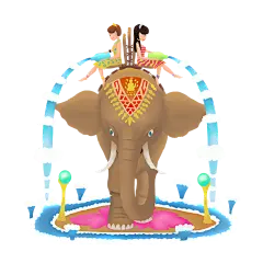 可商用高清手绘泼水节象王喷泉1677829142033