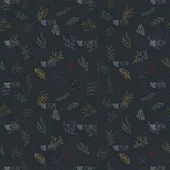 无缝模式的花，草本和叶