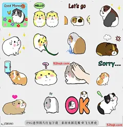line贴图表情包（动画）可爱的豚鼠|(Animated)Lovely guinea pigs 这是一只可爱的豚鼠的贴纸，|This is a sticker of lovely guinea pigs!@飞天胖虎