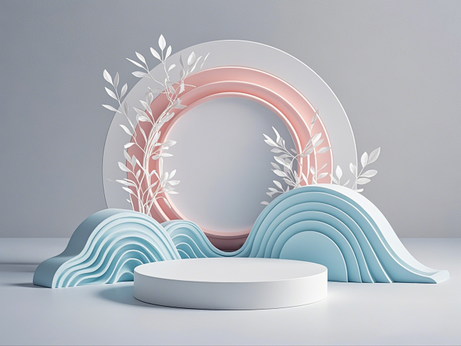 空白展台，商品背景，商品展台，粉嫩，明色...