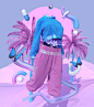 3D 3D illustration aesthetic colorful colors design ILLUSTRATION  Outfits plants vaporwave