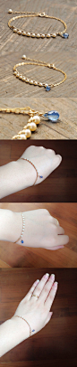 【茶 手作】蓝晶与极品小珍珠手链 14K包金-淘宝@北坤人素材
