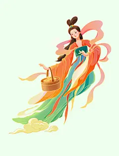中秋嫦娥中国风插画国潮中秋节古风神仙元素
