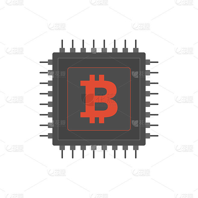 比特币挖掘。GPU CPU图标。向量