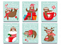 Happy new year cute lazybones, xmas laziness and winter holidays greeting card vector illustration