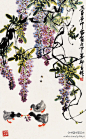 中国书画艺术：娄师白 作品 《紫藤鸭趣》