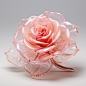a 3D rose lying on the white clear background, in the style of 3D, C4d, vray material, on the white clear background
