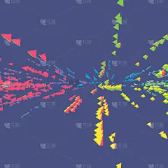 带有动态发射粒子的数组。摘要动态背景。矢量插图。