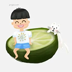 夏季六一儿童节清凉柠檬男孩猫手绘插画psd图片大小2000x2000px 图片尺寸1.12 MB 来自PNG搜索网 pngss.com 免费免扣png素材下载！psd#背心#插画#动物#短裤#儿童#儿童节#卡通手绘#可爱#六一#绿色#猫#萌#