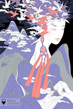 国风女孩山水画-古田路9号-品牌创意/版权保护平台