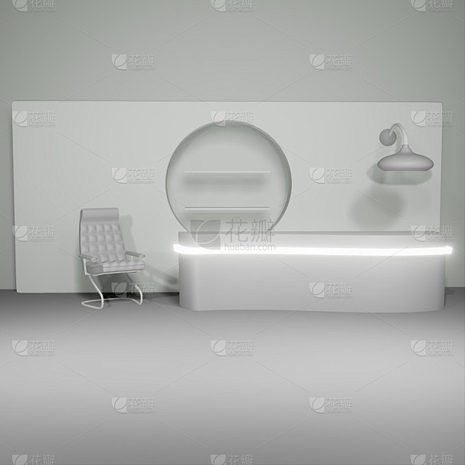 照明室内模型3d插图