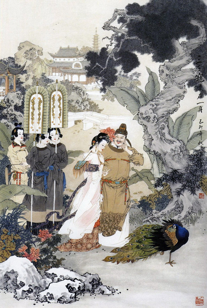 （酷图天地）项维仁国画作品－－古代仕女图...