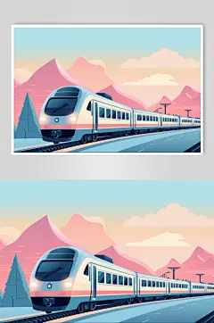 AI数字艺术春运旅客出行高铁站台插画