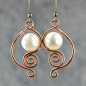 copper wiring pearl dangle earrings handmade ani designs: 