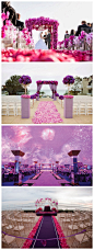 优雅、美丽的紫色婚礼仪式场地
