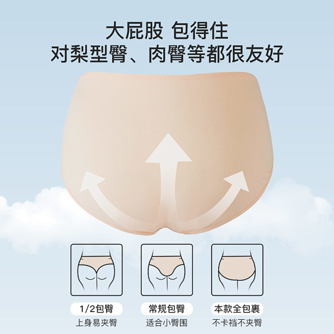 【7A抑菌】5条装内裤女高腰收腹收小肚子...