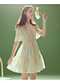 Oece2020夏装新款女装 初恋仙女超仙裙子复古甜美盘扣蕾丝连衣裙-tmall.com天猫