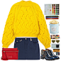 A fashion look from August 2015 featuring neon sweater, stretch denim skirt and cutout ankle boots. Browse and shop related looks.