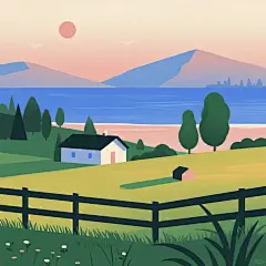 治愈系扁平风风景插画（适合临摹） - 小红书
