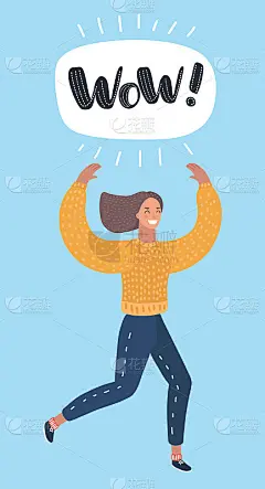惊讶的女人举起双手尖叫。