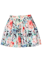 ROMWE | ROMWE Rose Print Green Skater Skirt, The Latest Street Fashion