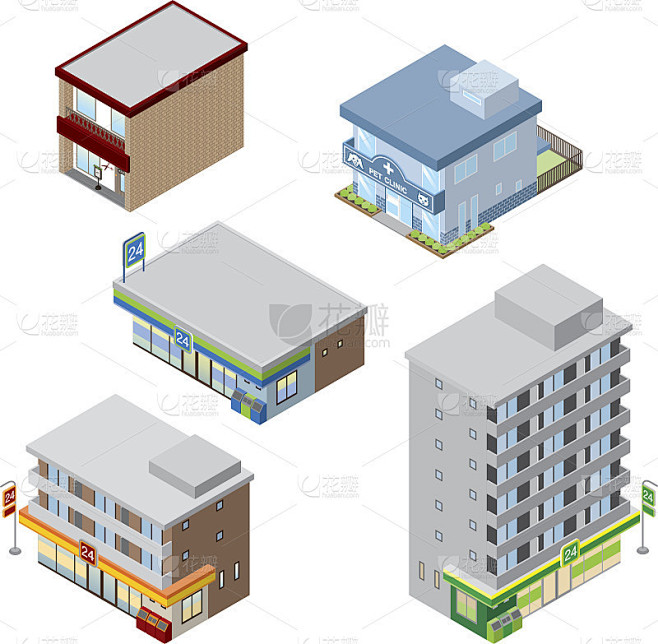建筑多样，造型立体