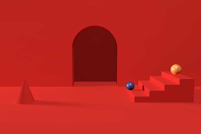 C4D海报背景：红色系 : 七米网(ww...