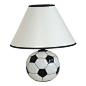 ORE International - Ceramic Soccer Ball Table Lamp, Black & White - With a ceramic base in the shape of a soccer ball, this table lamp is perfect for any sports fan. Contrasting black trim around both the top and bottom accent the linen shade. Uses a 