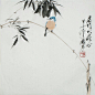 花鸟画家梅石禅意国画小品竹子翠鸟 手绘真迹字画 原创书画作品-淘宝网